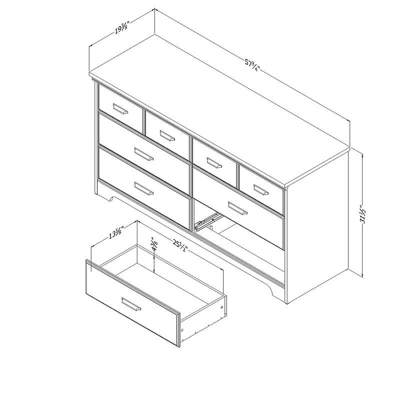 6-Drawer Double Dresser - Versa Weathered Oak