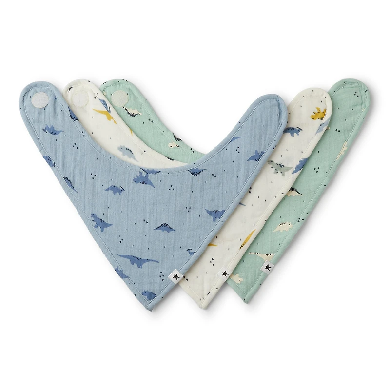 3-Pack Organic Cotton Bibs - Dinos