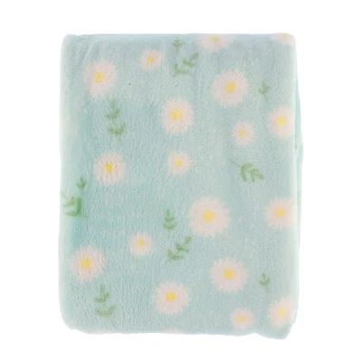 Soft Flannel Blankets Daisies - Blue