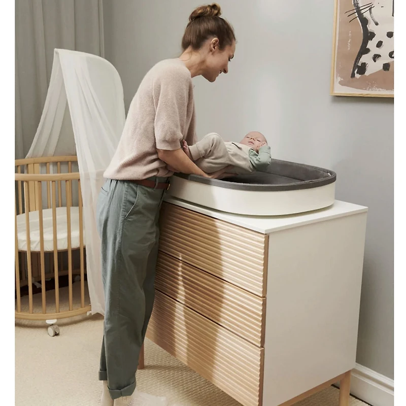 Matelas à Langer Stokke® Sleepi™ - Blanc / Gris