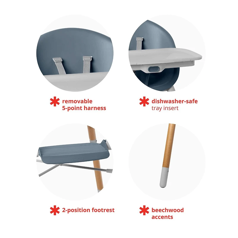 Chaise Haute 4-en-1 - Slate Bleu