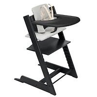 Tripp Trapp® High Chair V2 Black, Nordic Grey Cushion and Stokke® Tray