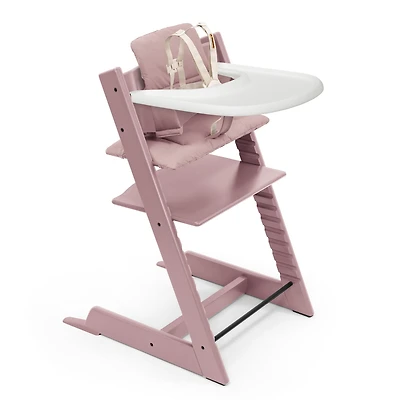 Chaise Haute Tripp Trapp v2 + Coussin avec Cabaret Stokke - Mauve Bruyère