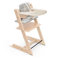 Chaise Haute Tripp Trapp® V2 Naturel + Coussin Gris avec Cabaret Stokke® Vanille