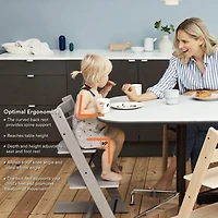 Chaise Haute Tripp Trapp® V2 Naturel + Coussin Gris avec Cabaret Stokke® Vanille