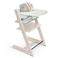 Tripp Trapp® High Chair V2 + Anthracite Cushion and Stokke® White Tray - Whitewash