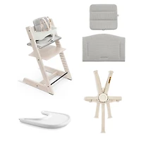 Tripp Trapp® High Chair V2 + Anthracite Cushion and Stokke® White Tray - Whitewash