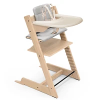 Chaise Haute Tripp Trapp® V2 Chêne Naturel + Coussin Gris avec Cabaret Stokke® - Naturel