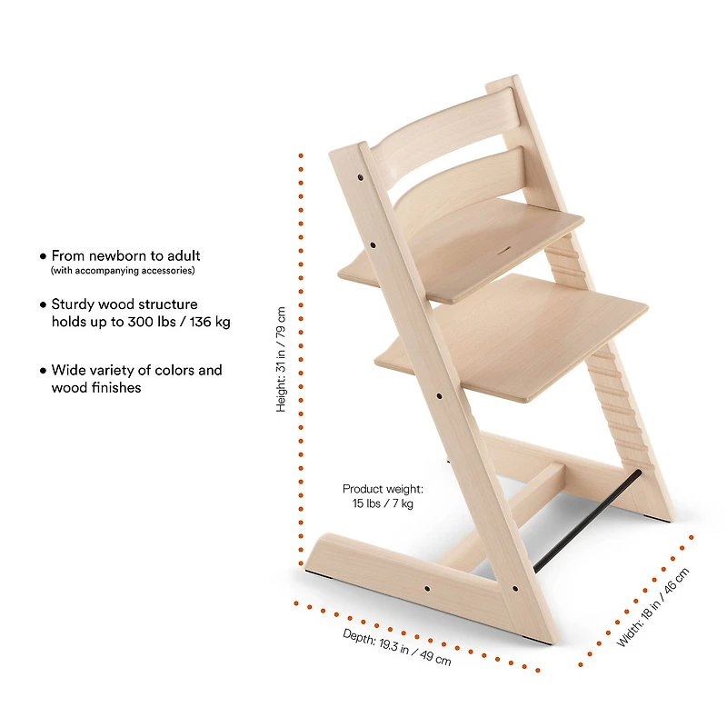 Chaise Haute Tripp Trapp® V2 Chêne Naturel + Coussin Gris avec Cabaret Stokke® - Naturel