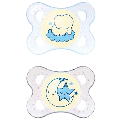 Night Orthodontic Pacifier 0-6months Set of 2 - Blue Glow in the Dark