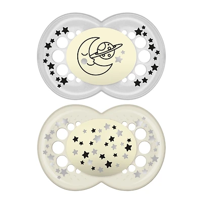 Pacifiers Set of 2  Glow in the Dark 6m+