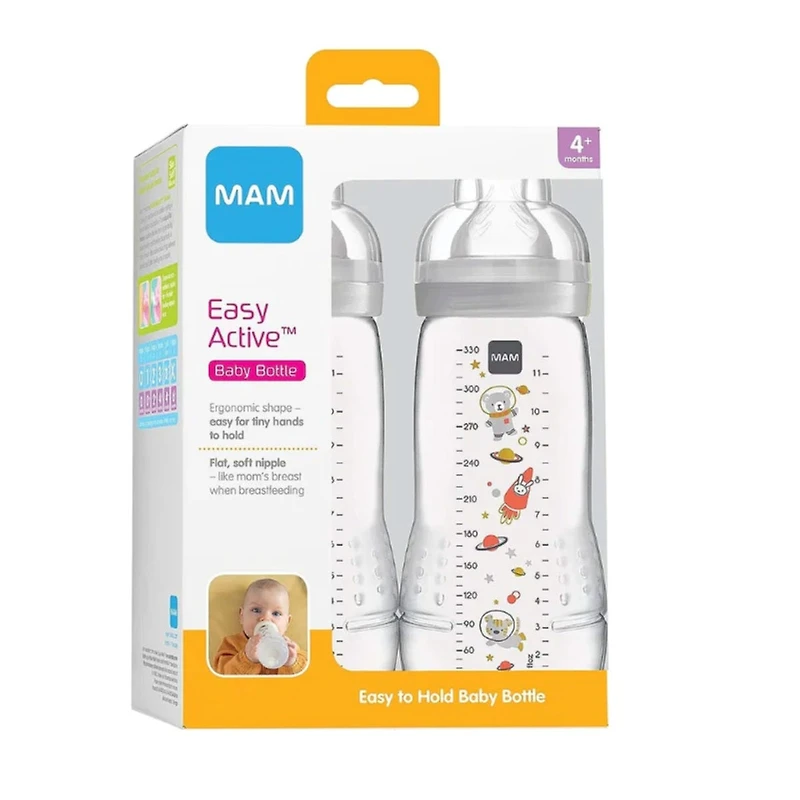 Easy Active Bottle 4m+ 11oz 2-Pack - Grey