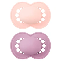 6-16months Orthodontic Pacifier Matte Set of  2 -  Pink 