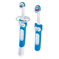 5months+ Learn to Brush Baby Toothbrushes Set of 2 - Blue