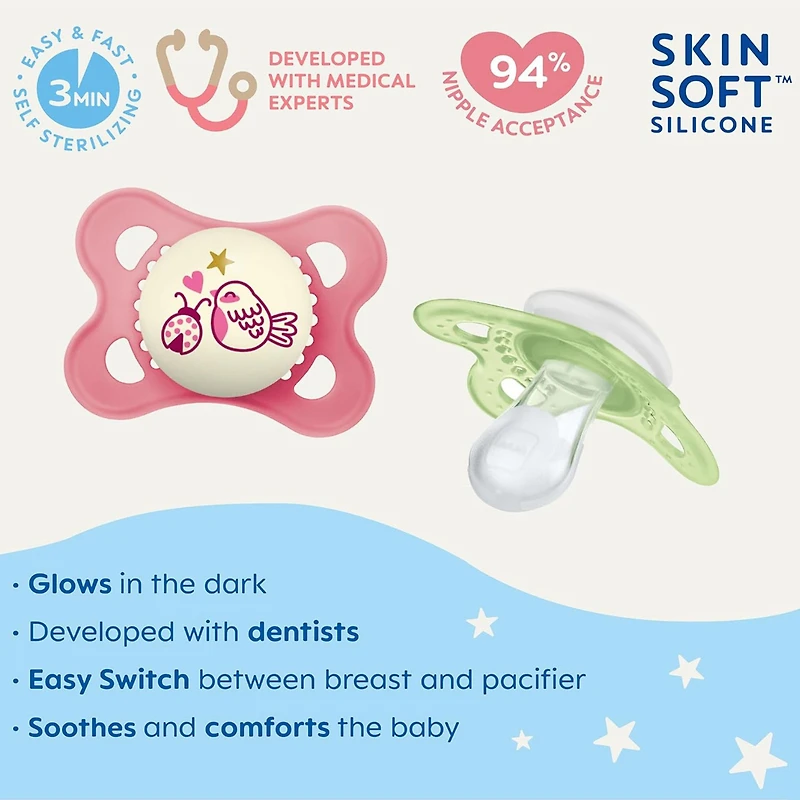 Pacifiers Day & Night(4) 0-6m