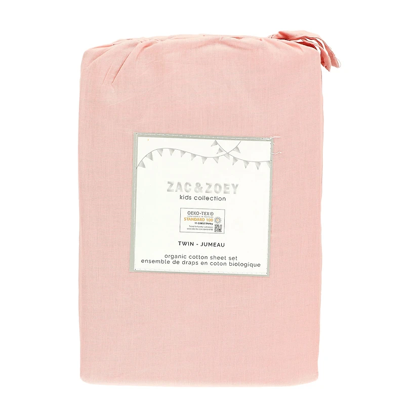 Ensemble de Draps Lit Simple - Rose