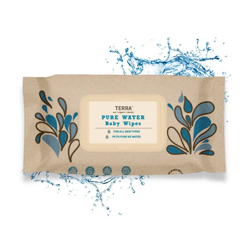 Terra Baby Wipes NZ Water - 70-Pack