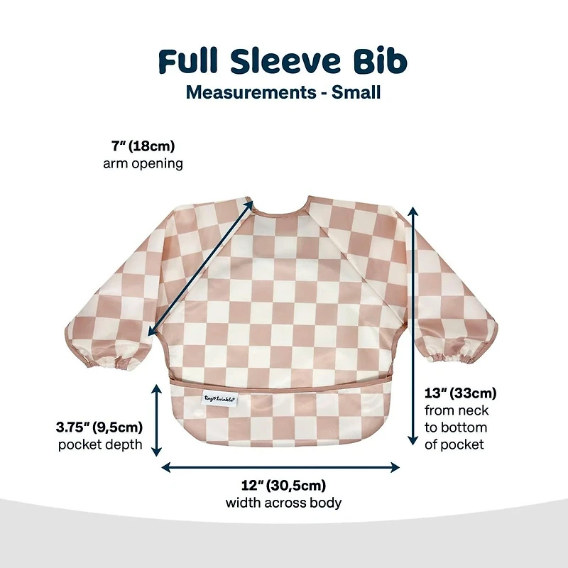 Mess-proof Full Sleeved Bib - Brown Checkers 6-24m