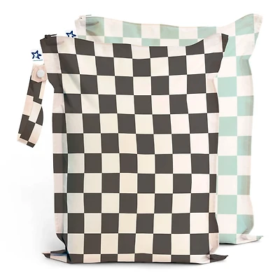Mess-proof Wet Bags 2-Pack - Black / Sage Checkers