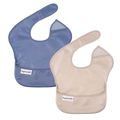Mess-proof Easy Bib 2-pack - Blue / Taupe