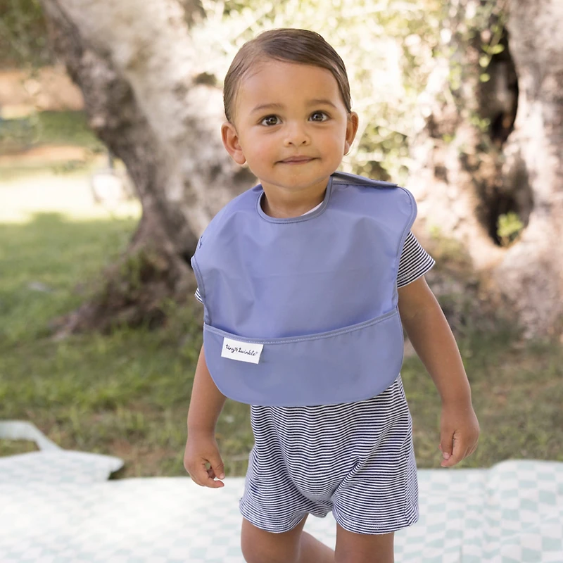 Bavoir Imperméable (12) - Bleu / Taupe