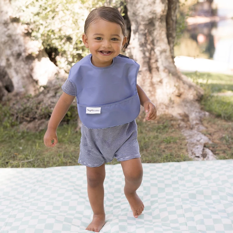 Mess-proof Easy Bib 2-pack - Blue / Taupe