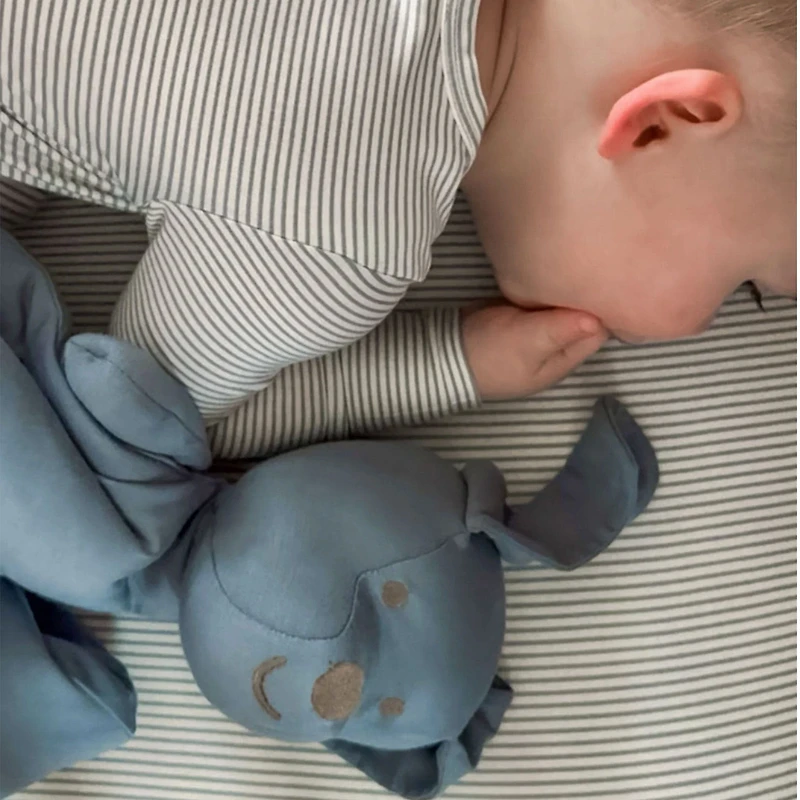 Drap Contour Bambou pour Lit de Bébé - Rayures Bleues