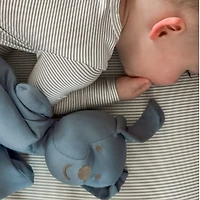 Drap Contour Bambou pour Lit de Bébé - Rayures Bleues