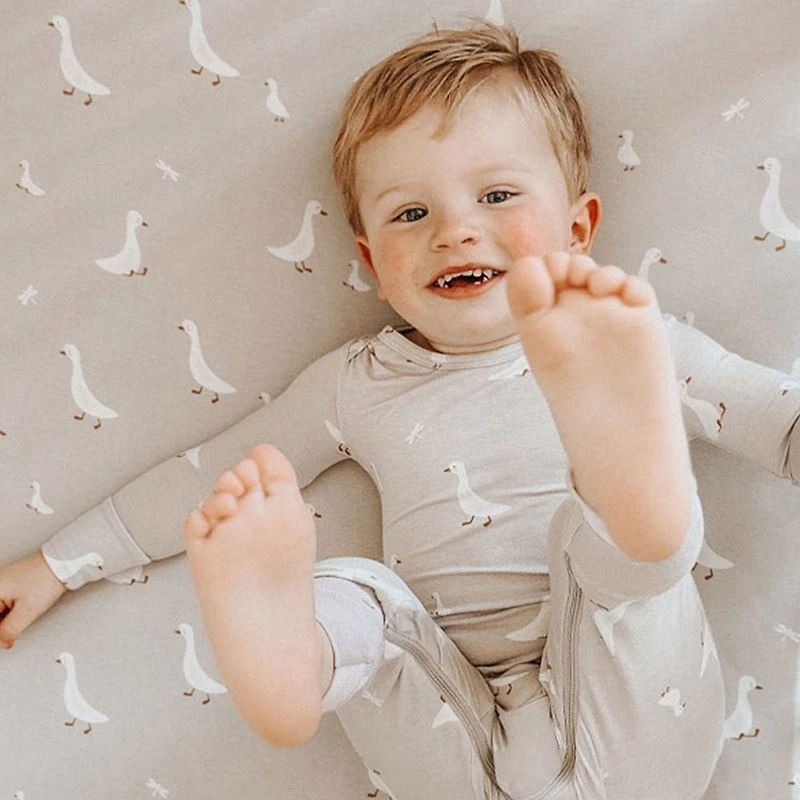 Drap Contour Bambou pour Lit de Bébé - Oies