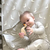 Drap Contour Bambou pour Lit de Bébé - Oies