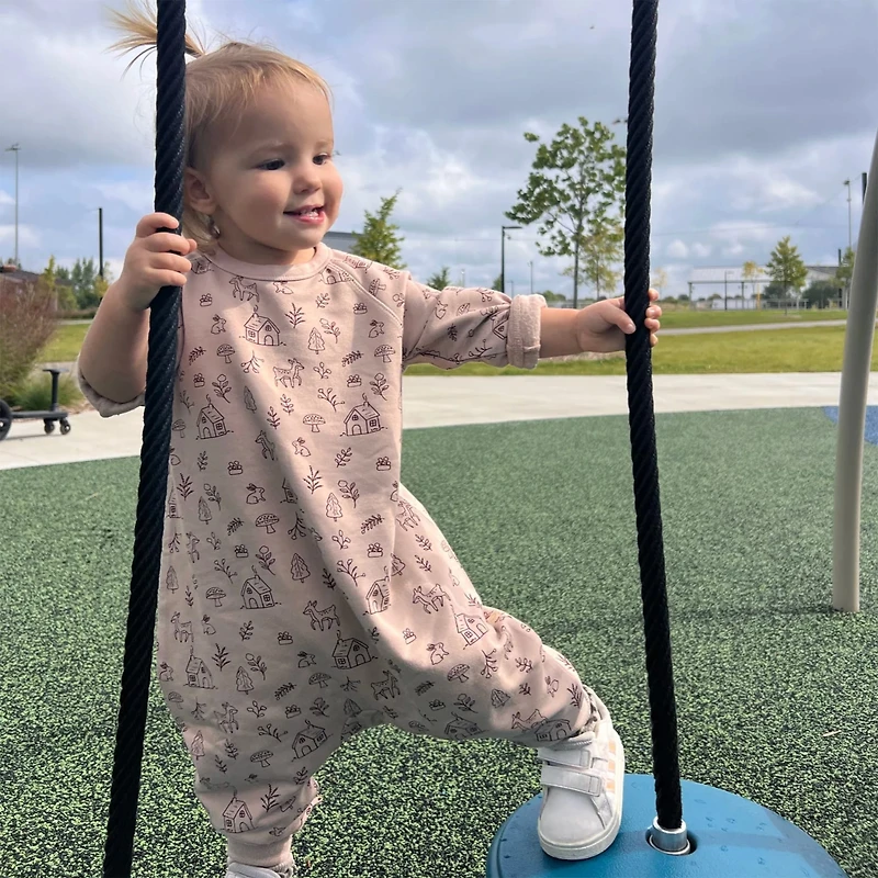 Fleece Jumpsuit 3-6m - Pink Forest Do-re-mi