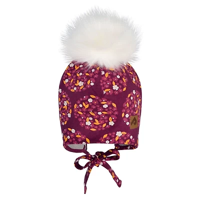 Pompom Beanie with Flowers and Polka Dots 0-24 months