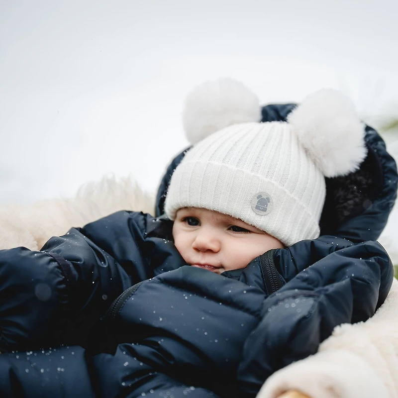 Double Pompom Newborn Beanie