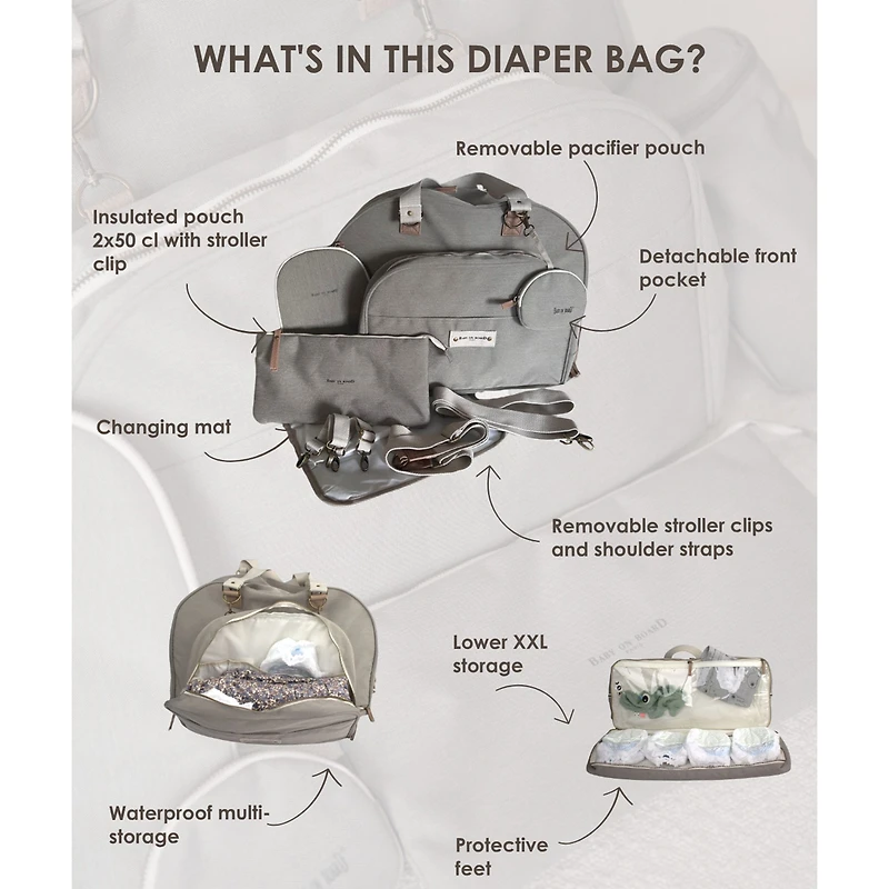 Juliette Diaper Bag - Grey