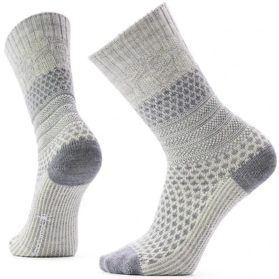 Women's Everyday Cozy Popcorn Cable Crew Socks Light Gray