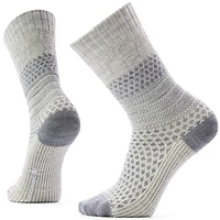 Women's Everyday Cozy Popcorn Cable Crew Socks Light Gray