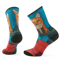 Women's Hike Targeted Cushion Geo Fox Print Crew Socks Capri