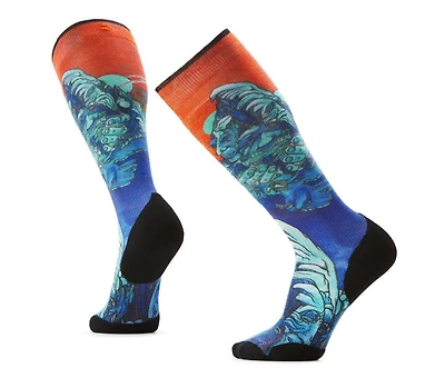 Ski Targeted Cushion Winter Haze Print Otc Socks Deep Navy