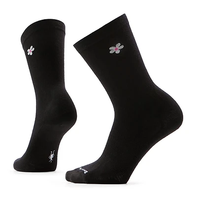 Women's Everyday Groovy Bloom Crew Socks Black