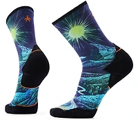 Trail Run Targeted Cushion Treeline Print Crew Socks Deep Navy