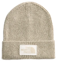 TNF Logo Box Cuffed Beanie Gravel Heather/White Dune
