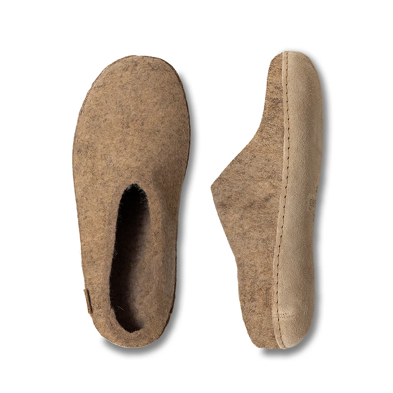 Wool Felt Clog Leather Sole