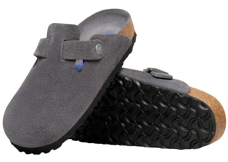 Boston Soft Footbed Suede Tonal Charcoal Narrow Fit