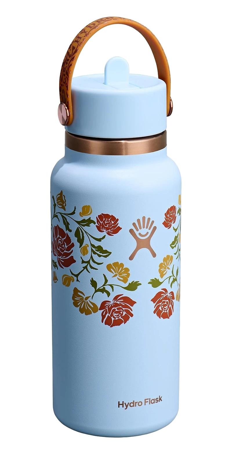 32oz Wide Flex Straw Cap Western Light Blue