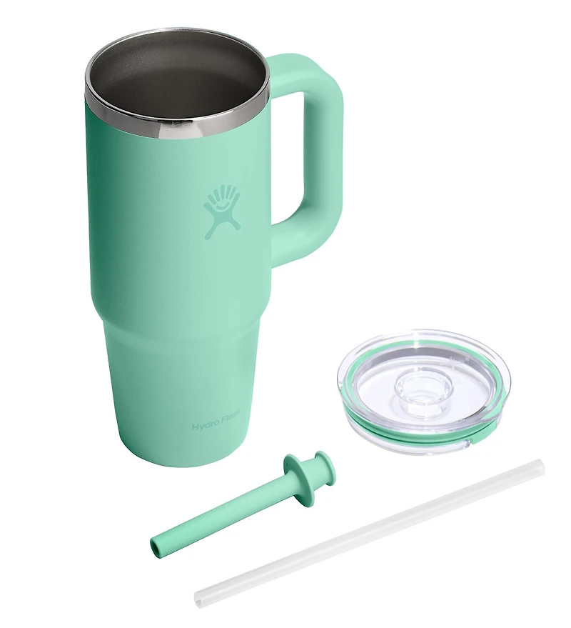 24oz Travel Tumbler Clear Lid Mermaid Green