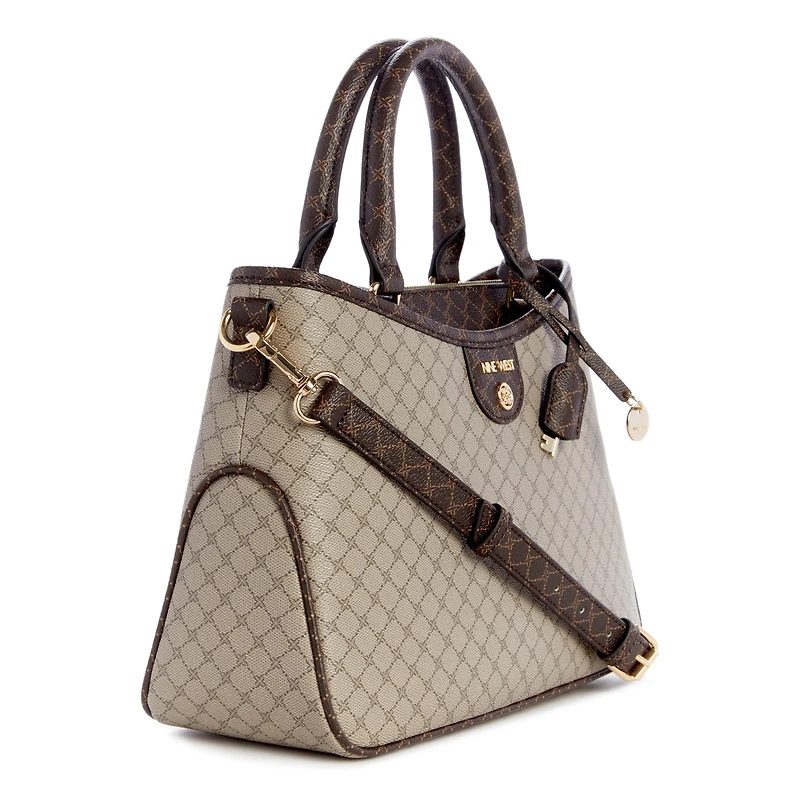 Kiley Satchel Beige/Brown Logo