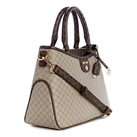 Kiley Satchel Beige/Brown Logo
