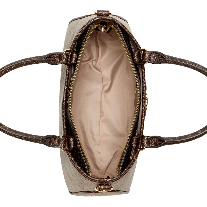 Kiley Satchel Beige/Brown Logo