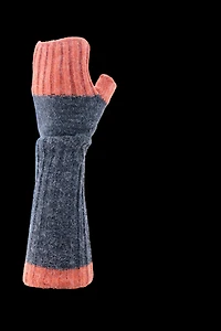 Fingerless Knit Glove Burnt Sienna Grey