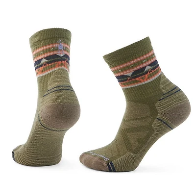 W Hike Light Cushion Zig Zag Valley Mid Crew Socks Winter Moss